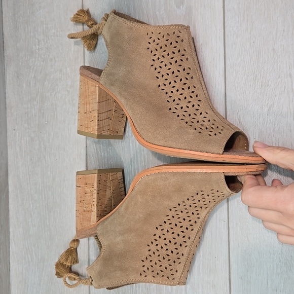 Toms Women Elba Seville Ankle Leather Ties Back open toe heels boots shoes 7 - Picture 10 of 12